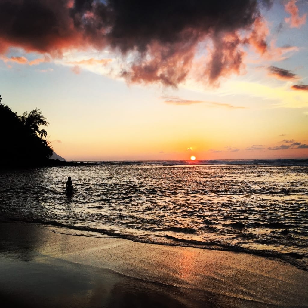 sunset hawaii kee beach on kauai